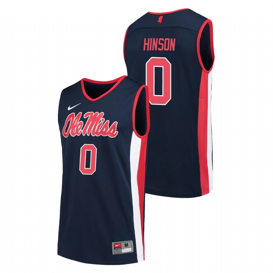 Ole Miss Rebels Men's NCAA Blake Hinson #0 Navy Replica College Basketball Jersey SCP7549YH